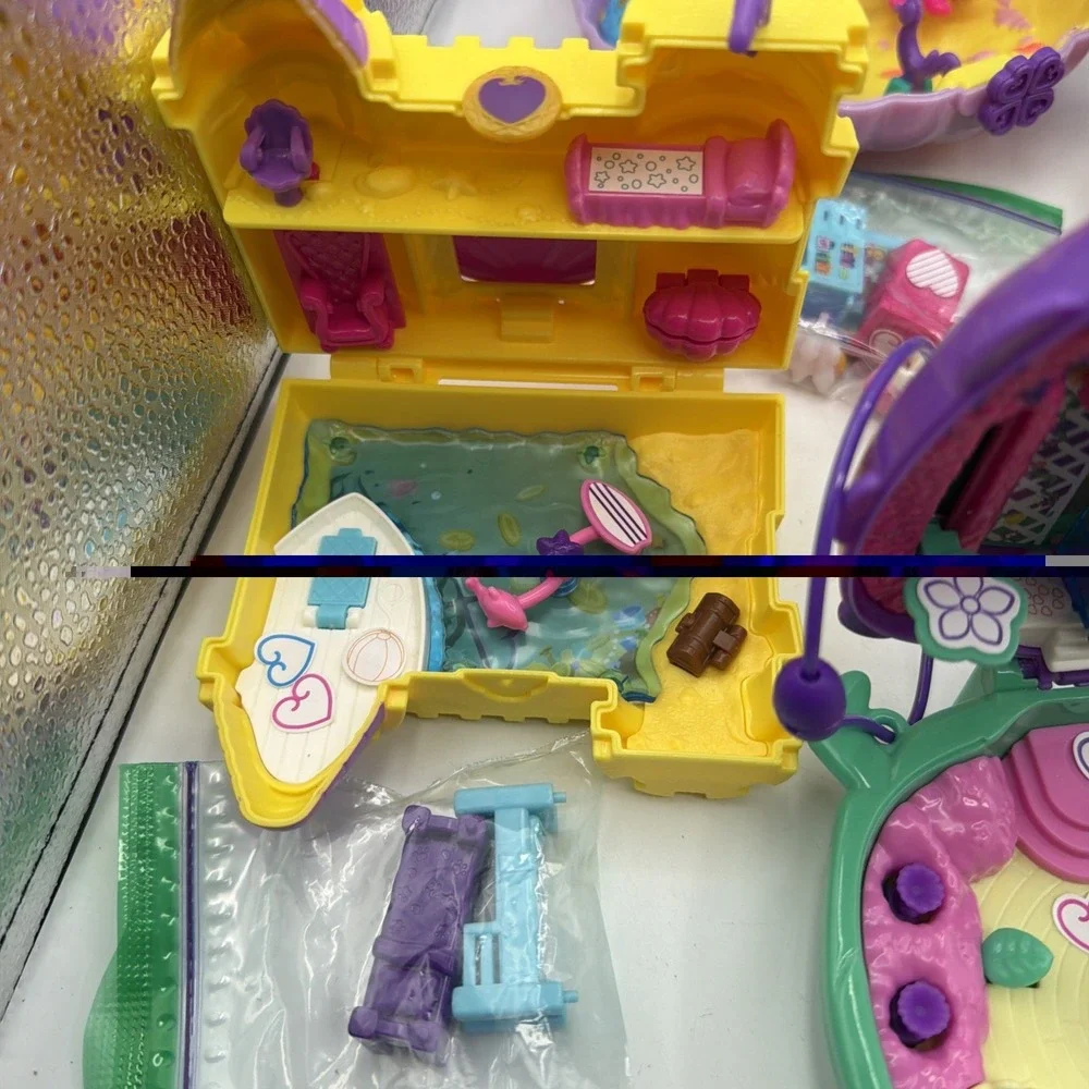 Lot of 7 Polly Pocket Compact Playsets W/  Figures Dolls & Accessories